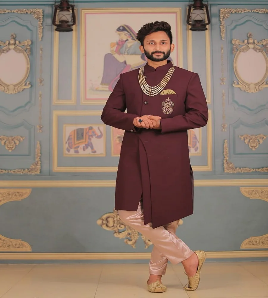 
Indian dress solid color sherwani indowestern for men party wear achakan jodhpuri rajasthani designer royal traditional suit 