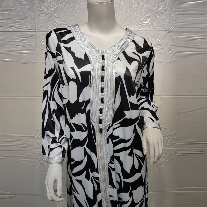 Wholesale Printed Polyester Plus Size Kaftan Abaya Islamic Clothing Cardigan Dubai Abaya Muslim Cloth