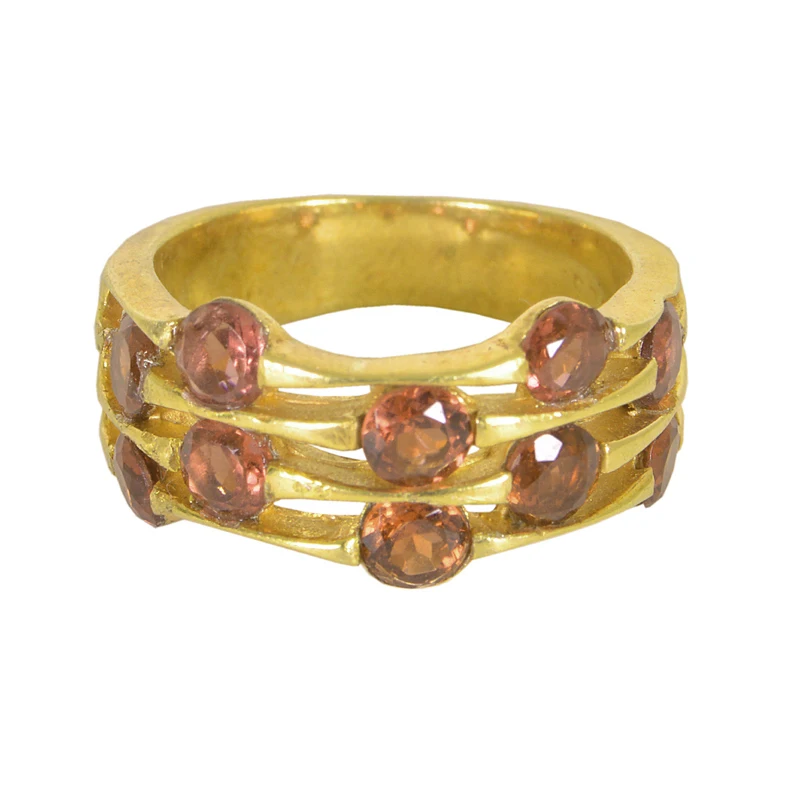 New Design Latest Collection 925 Sterling Silver Ring Garnet Gemstone Gold Plated Jewelry