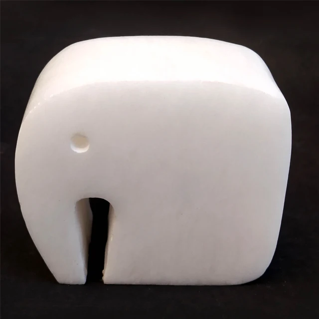 White Stone Marble Alabaster Plain Curve Small Cute Elephant Hand Carved Drawing Room Decoration Natural Stone Alabaster