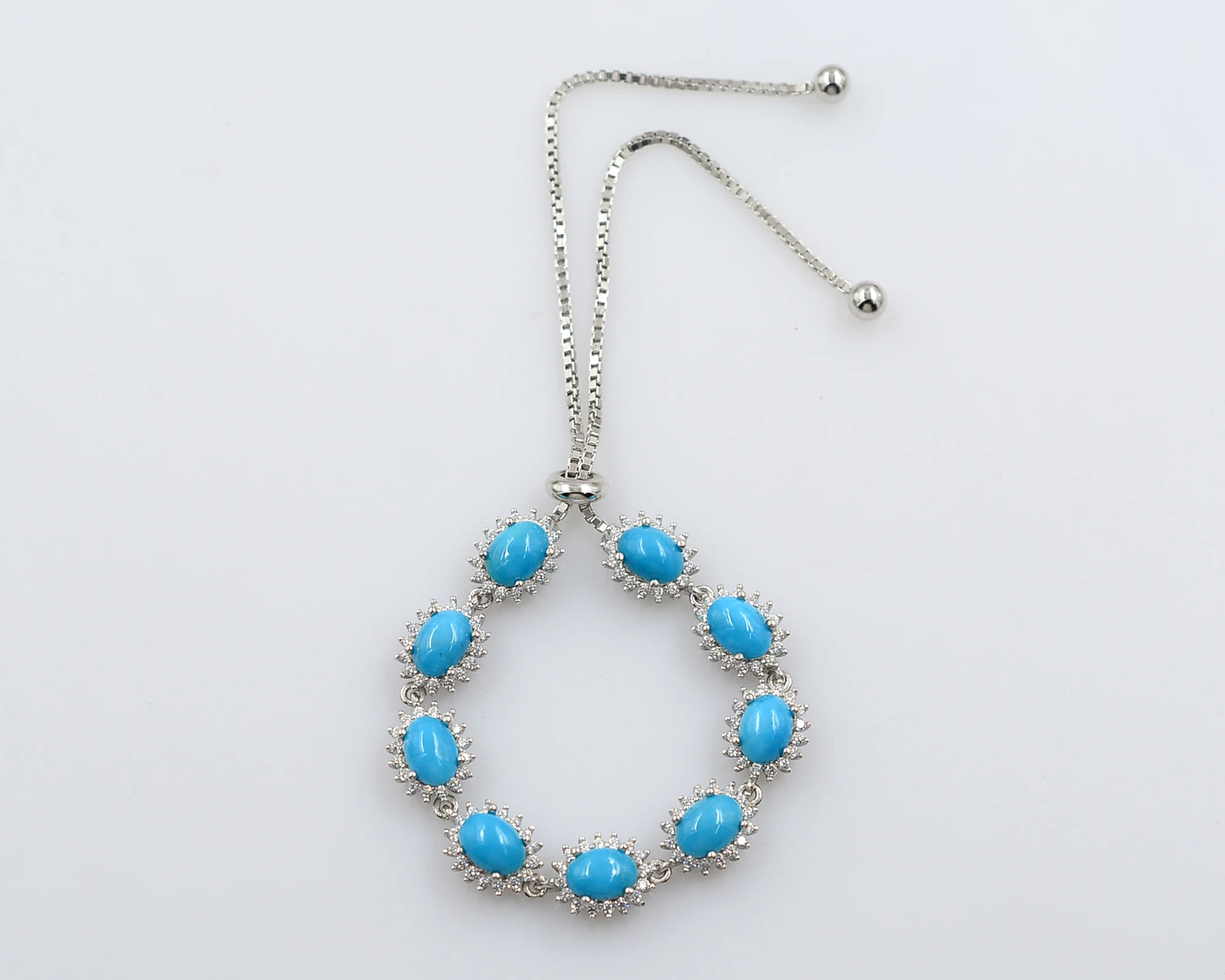 Новое поступление натуральный Аризонский бирюзовый камень 7x5 мм чистое серебро 925 пробы для женщин галстук-бабочка Теннисный браслет от производителя