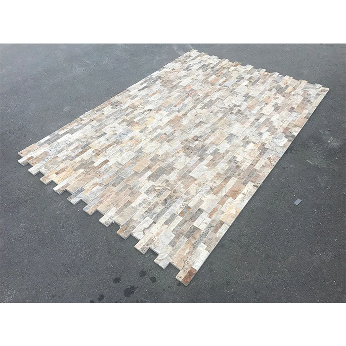 Turkish Natural Stone Beige Travertine Stacked Exterior Culture Stone Wall Panel Ledger Panel