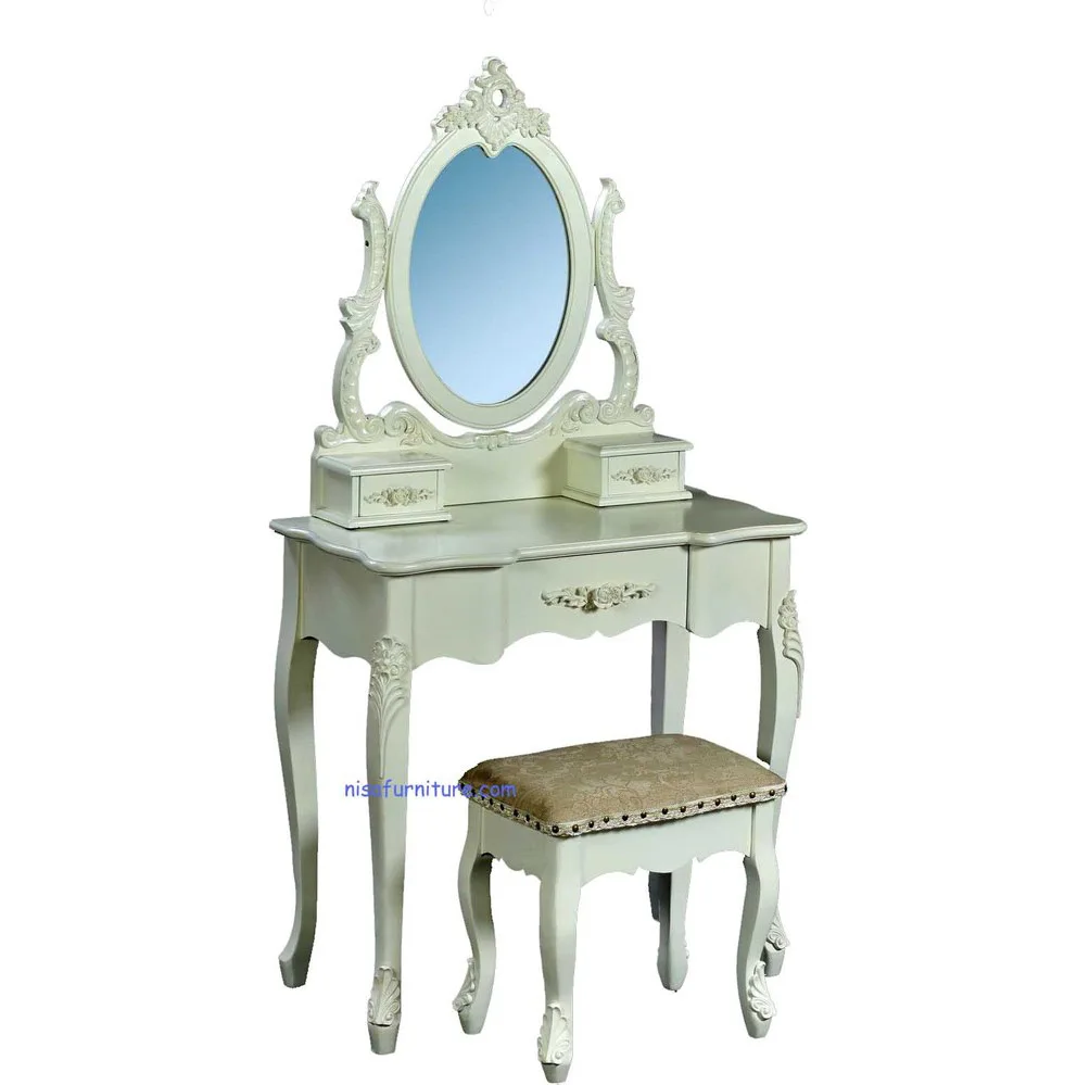French Louis Style Antique Makeup Tables and Vanities Mirrored Solid Mahogany Bedroom Furniture European Home Storage Furniture