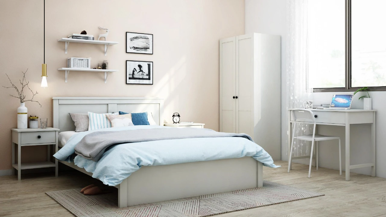 Modern Japanese Style Bedroom Queen Size MFC Bed Frame Mattress Foundation UN