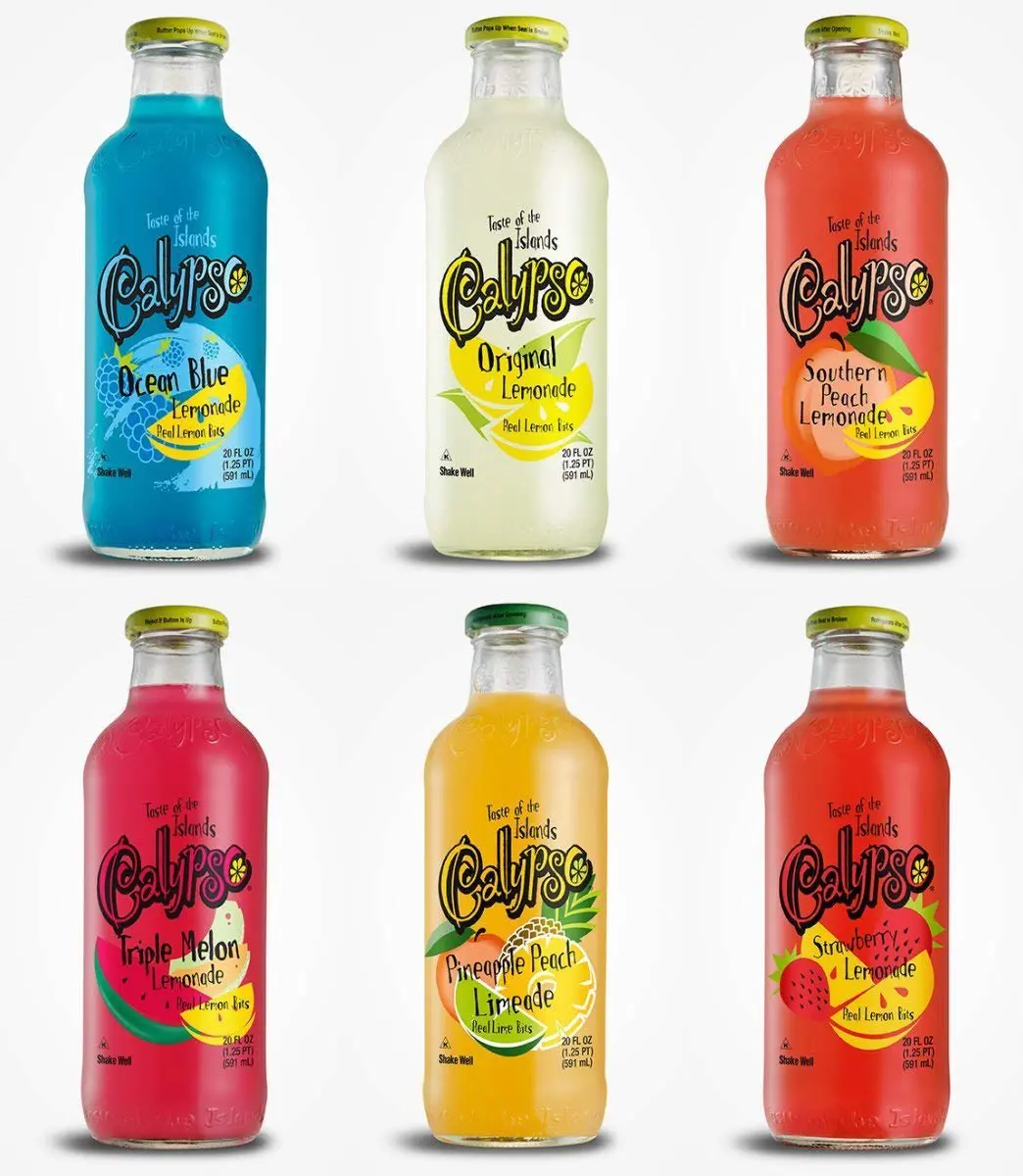Calypso paradise punch lemonade / Calypso 473ML x 12 glass bottles Kiwi Lemonade / Calypso All Natural Flavors Lemonade Drink