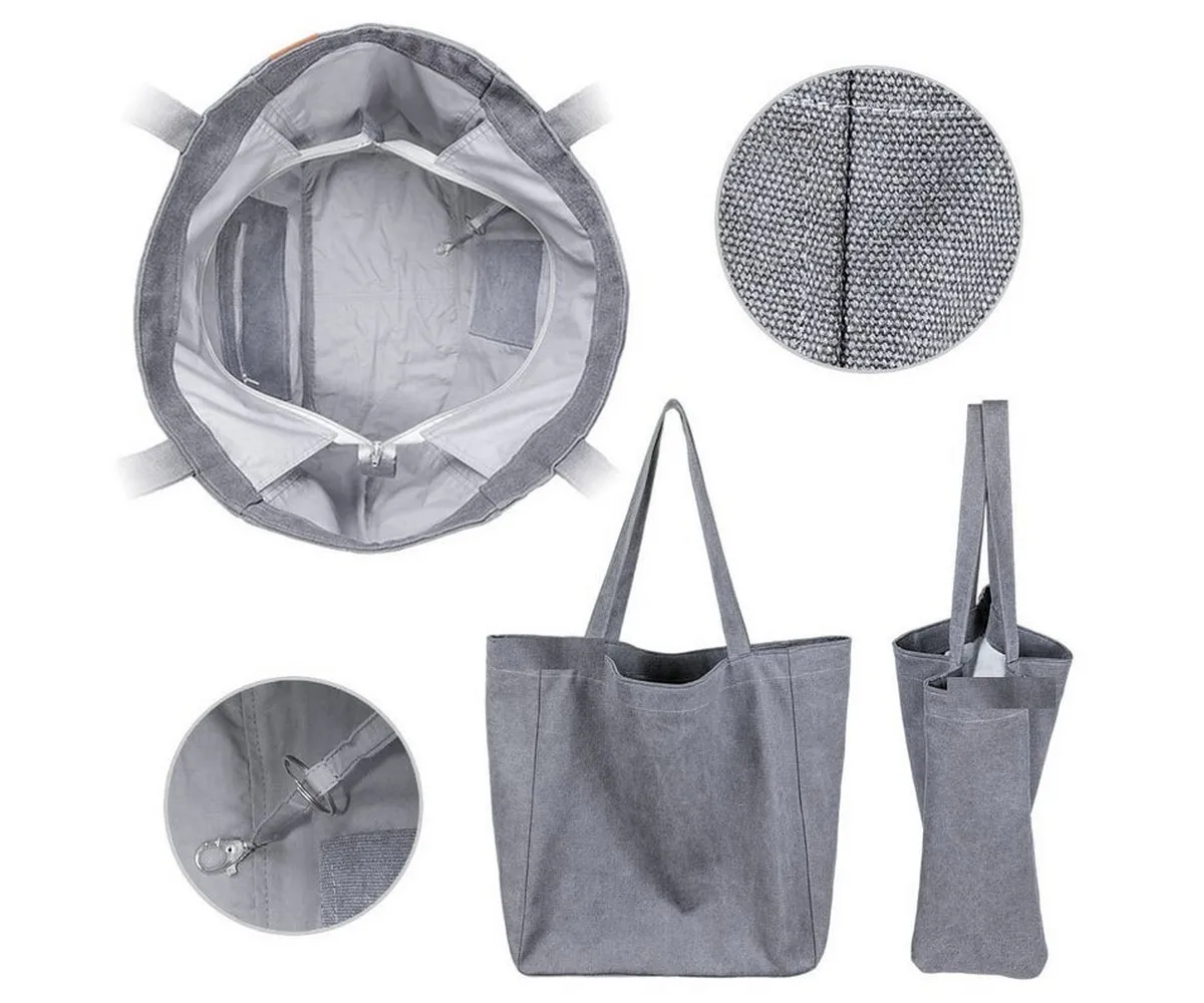 wholesale 100%Linen Shoulder bag Tote bag with zipper beach bag with all color and custom size