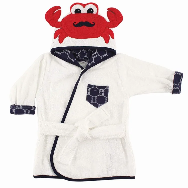 
Flannel soft 100% polyester cartoon animal pattern robe hooded baby bathrobe for home 