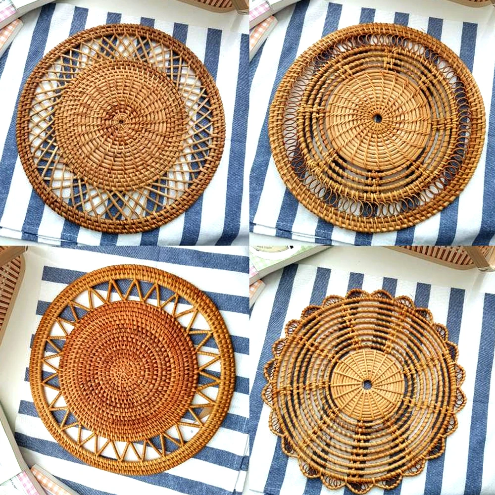 Set of 4 Woven Rattan Placemat, Handwoven Wicker Table Mat in Vietnam Wholesale