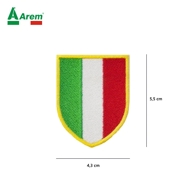 Italian shield flag fine quality embroidery for iron on and sew on clothing textile accessories worldwide delivery