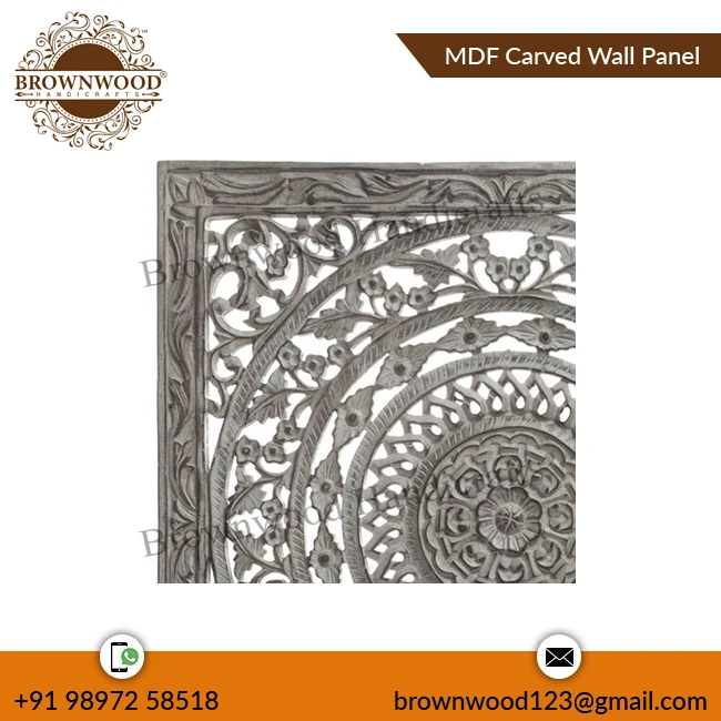 Latest Arrival Modern Design Hand Carved Design 17mm Thickness & 60 X 60 cm MDF Carved Wooden Wall Panel For Decoration & Gifts
