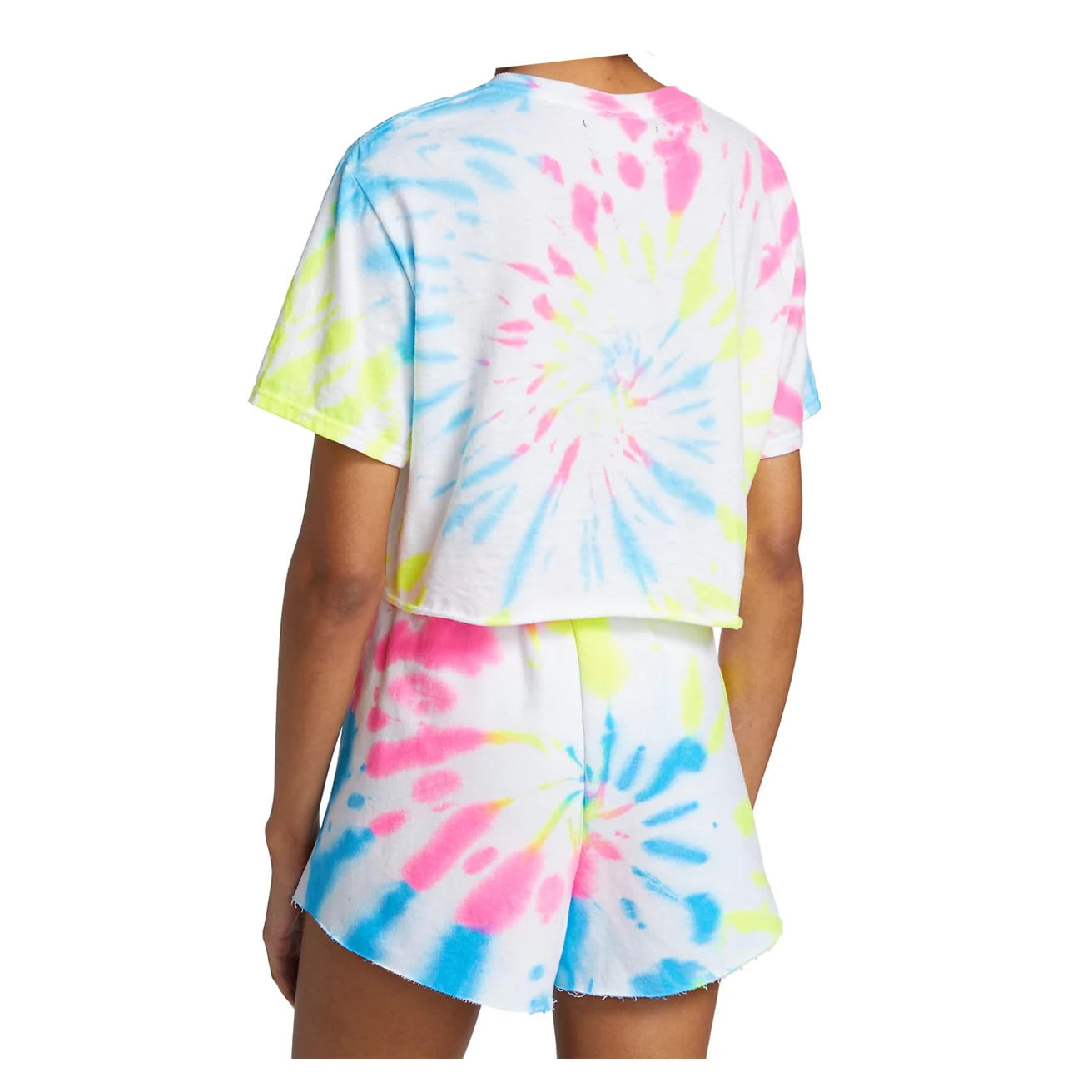 
Women Slim Fit Multi Color Crop Tee Neon Tie-Dyed Cropped Tee 