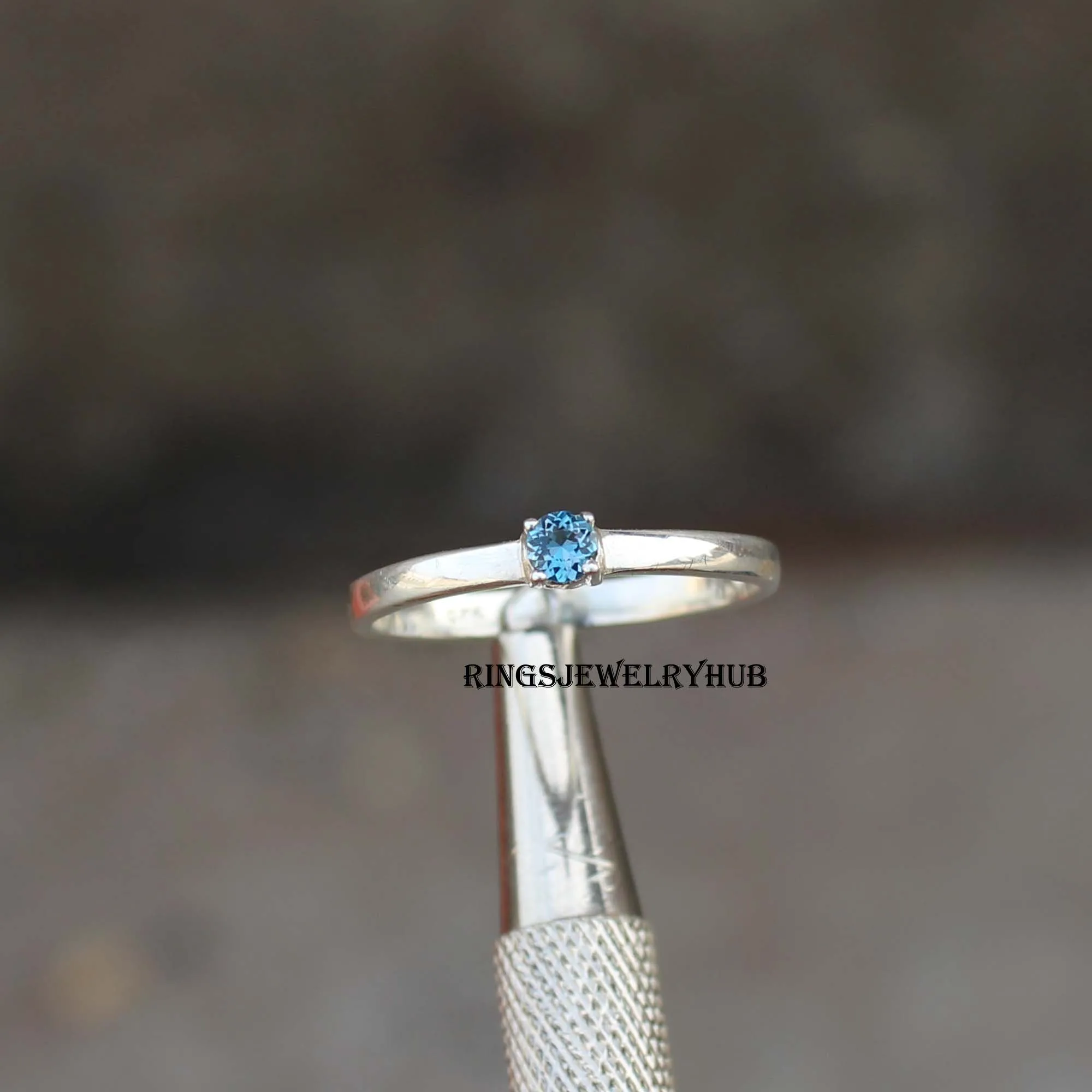 
Natural London Blue Topaz Ring Handmade jewelry Round Cut Ring Best Quality Silver Ring 