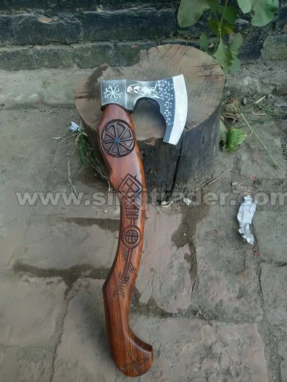 Custom Handmade Carbon Steel Axe With Handle Material Wood