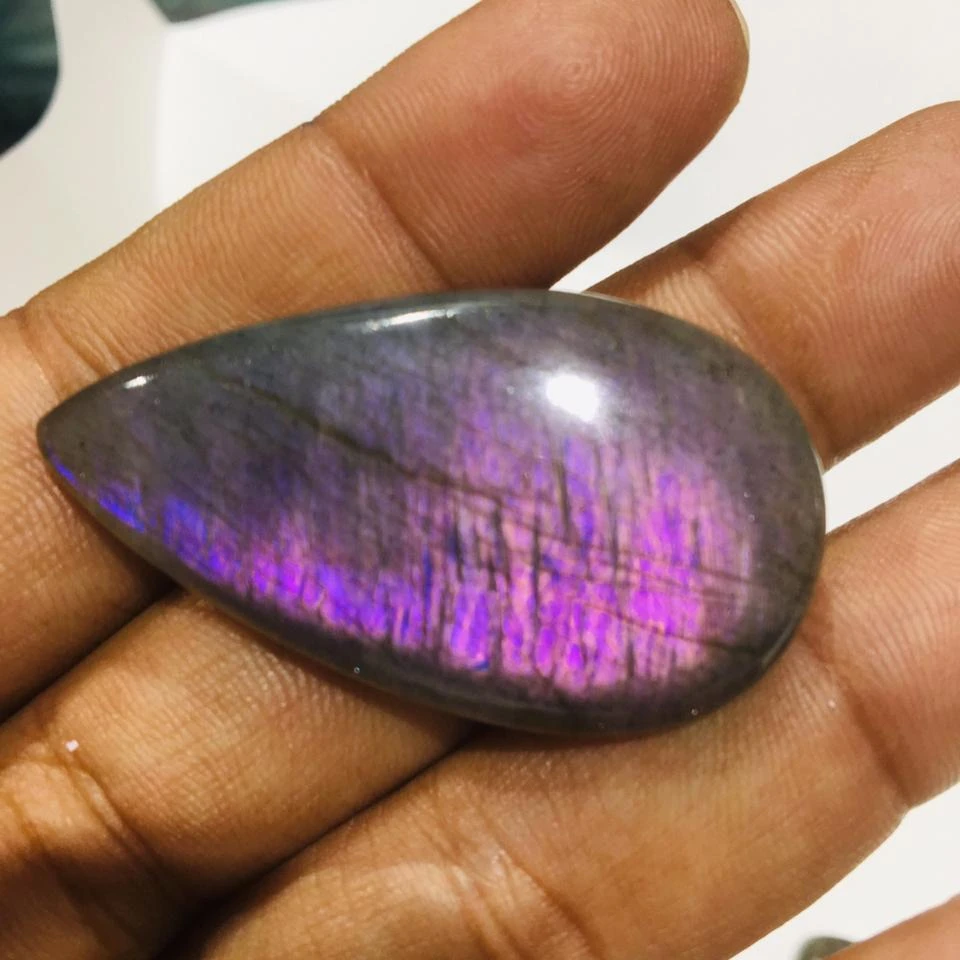 Natural  purple labradorite gemstone for jewellery Natural Cut Round-pear Cabochons Loose Gemstone