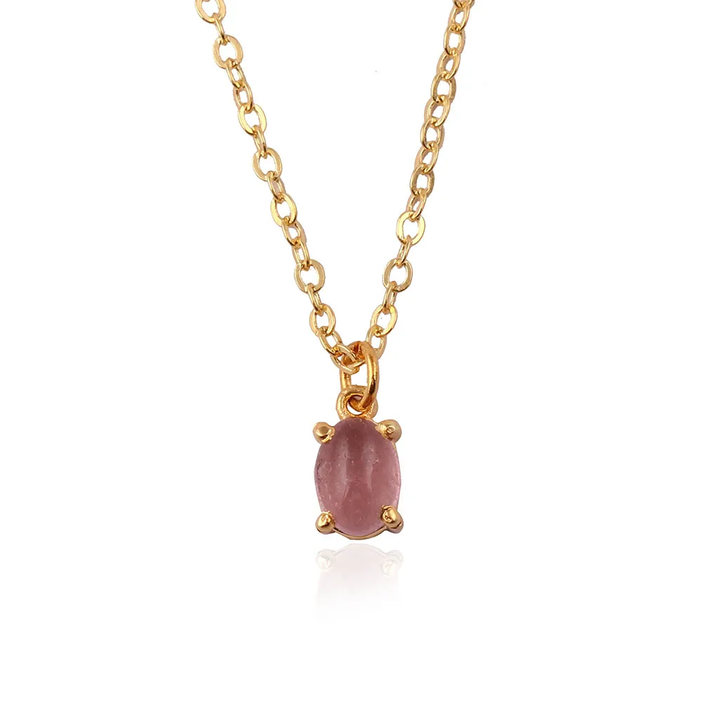 Purple Amethyst Oval Shape Gemstone Necklace Adjustable Gold Plated Prong Sett. Handmade Brass Necklace Jewelry Mode Joyas N-213