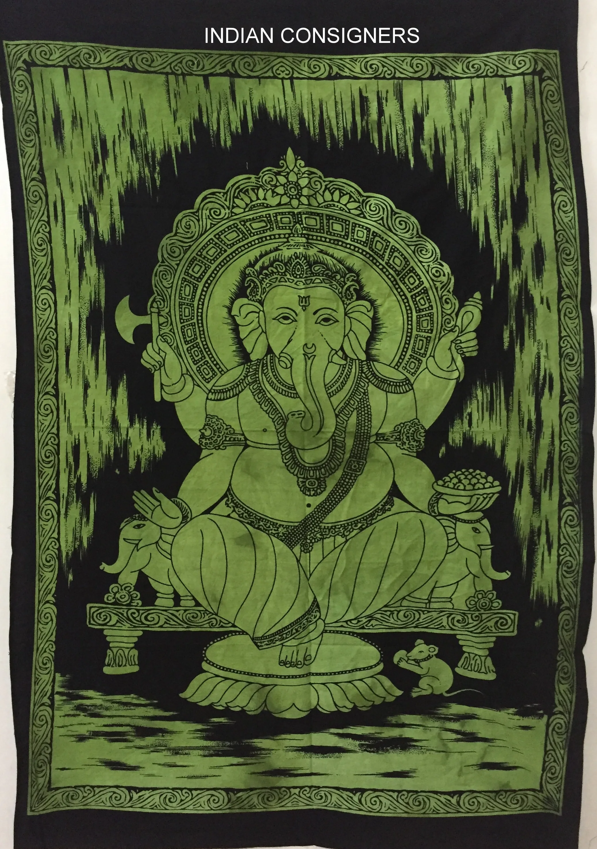 Lord Ganesha Tapestry Worship Religious Multiple Color Ethnic Beautiful Wall Hanging Home Decor