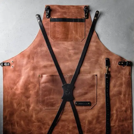 Luxury Genuine Leather Apron Work BBQ Kitchen Carpenter Men Women Leather Apron cow belly fine leather butcher Apron