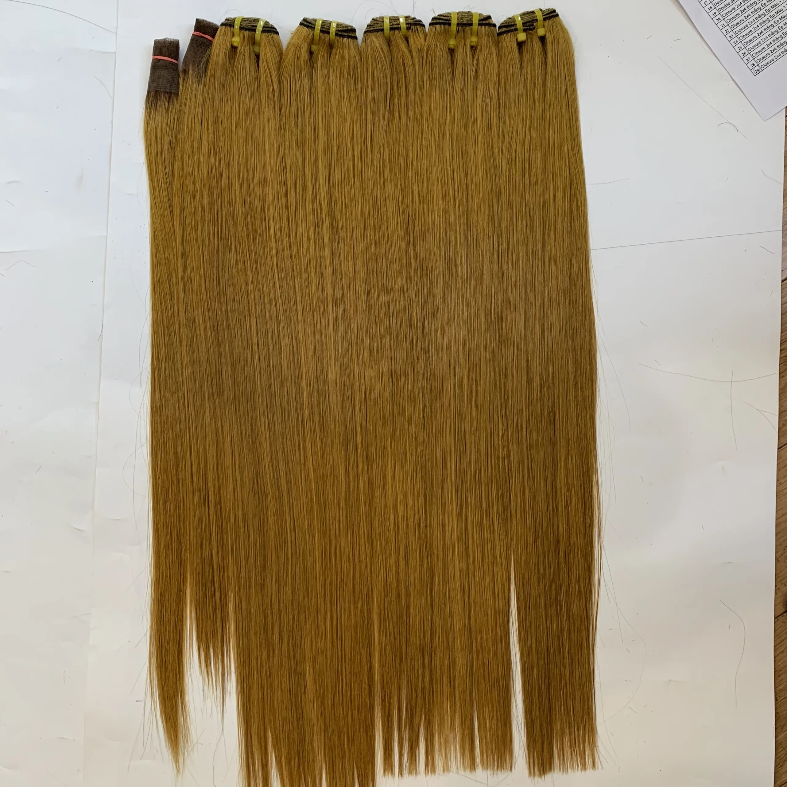 Оптовая продажа лучшее качество 100% человеческие волосы Remy супер двойные прямые класса 10A желтого цвета вьетнамские