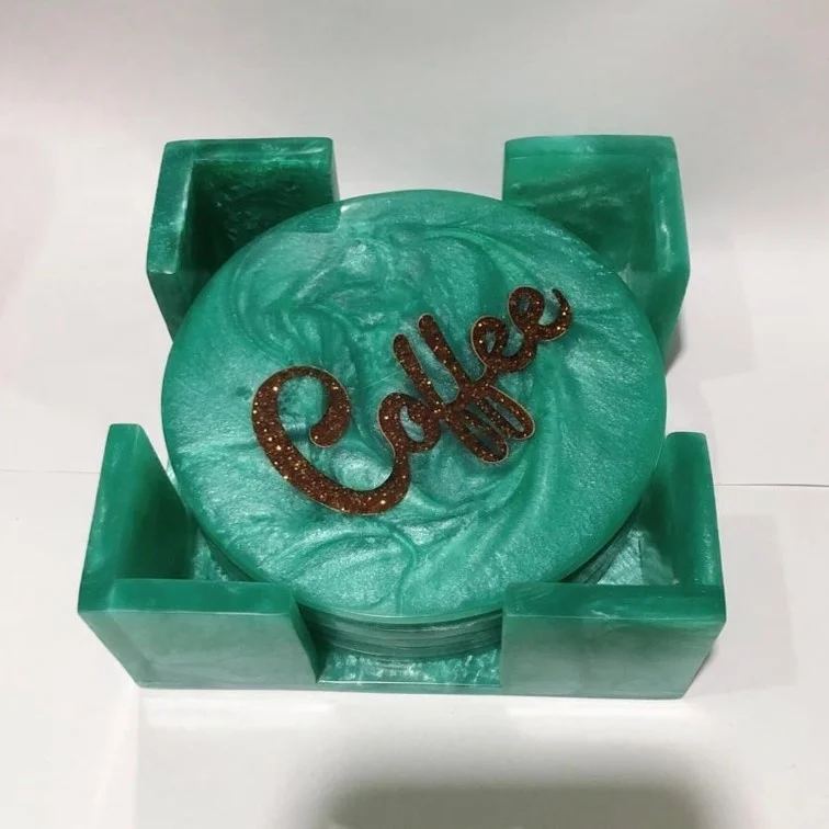 Качественная квадратная круглая подставка из эпоксидной смолы высокого качества с держателем для домашнего чая