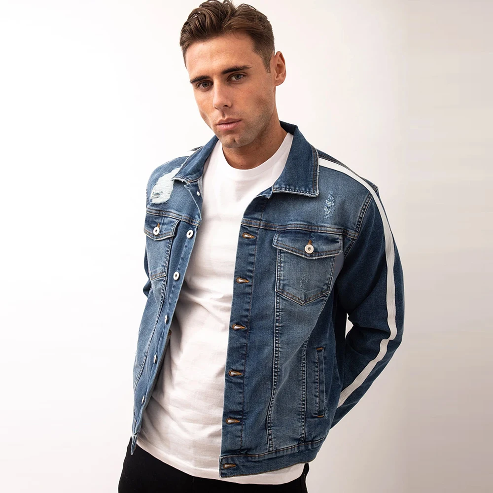 Мужская джинсовая куртка Broken denim новая свободная Красивая в Корейском стиле для молодежи весна-осень