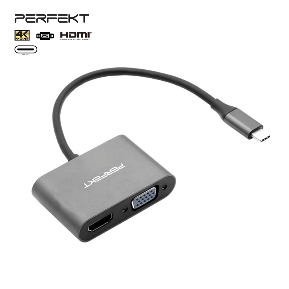 
USB-C to HDMI and VGA Dual Monitor USB-C Converter 4K 2K 1080p 3D Adapter 