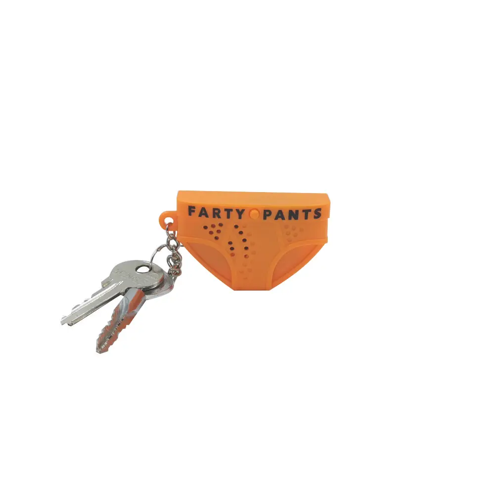 Funny plastic keychain pants OEM logo keychain holder with fart sound playing