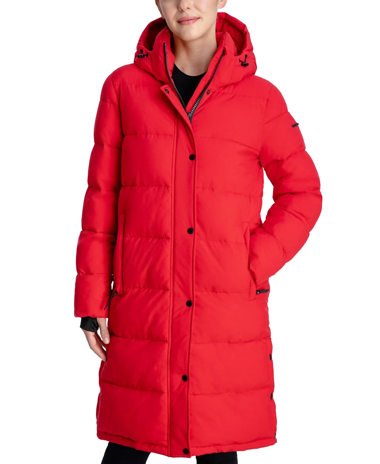 custom women ladies girl hooded parka red puffer duck ghoose down  padded quilted jacket