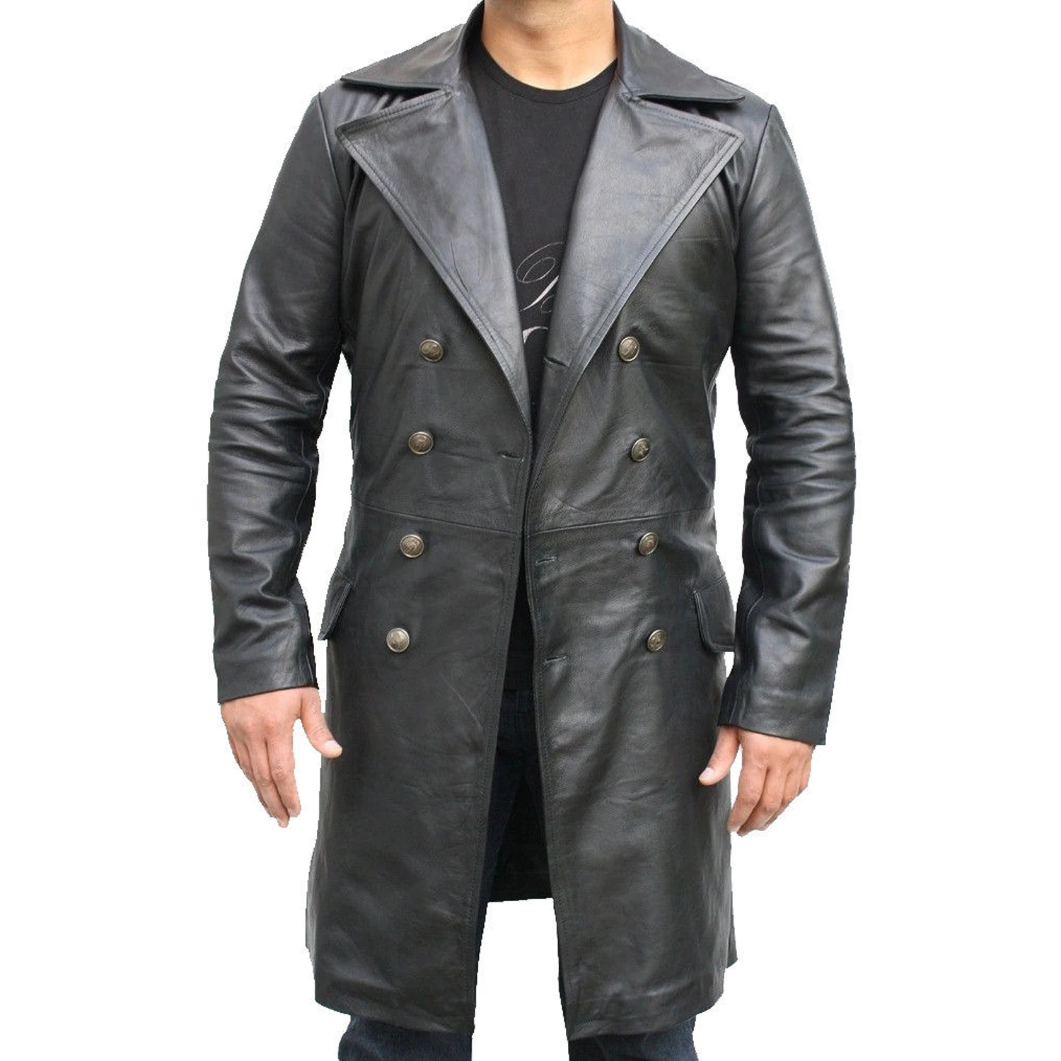 Индивидуальное мужское кожаное пальто большого размера пальто-Тренч