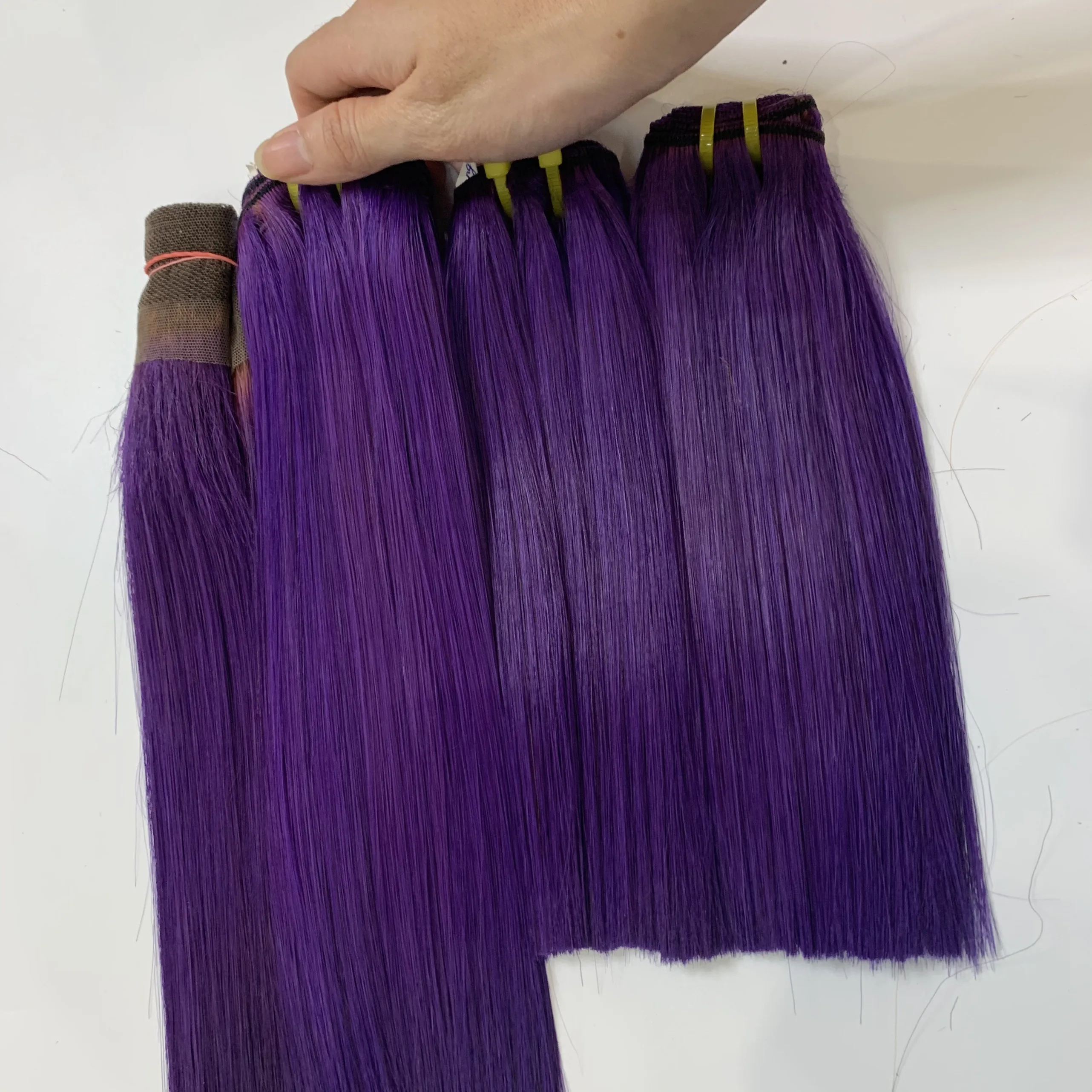 Оптовая продажа лучшее качество волосы Remy супер двойные прямые 100% вьетнамские человеческие пурпурного цвета