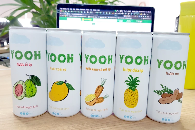 Fruit juice squeezer Guava fruit juice 240mL canned YOOH brand from Vietnam supplier