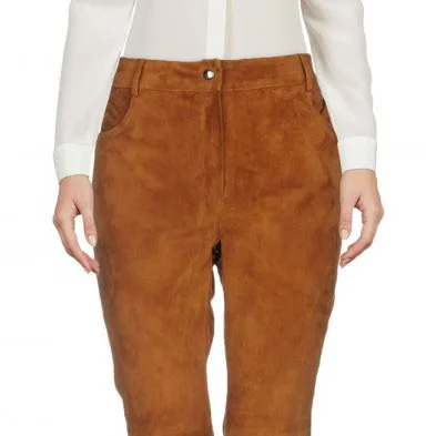 Hot Sale Suede Leather Pants For Women Custom Logo High Quality Made Black Color Genuine Suede Leather Legging Pant For Women