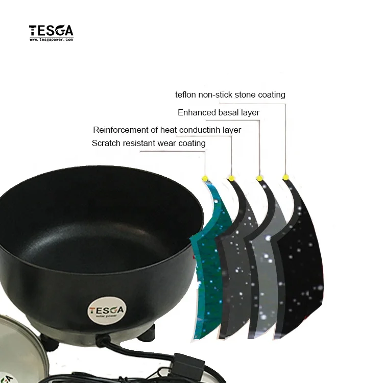 24v dc solar frying pan non-stick coating pan powered with battery wholesale price