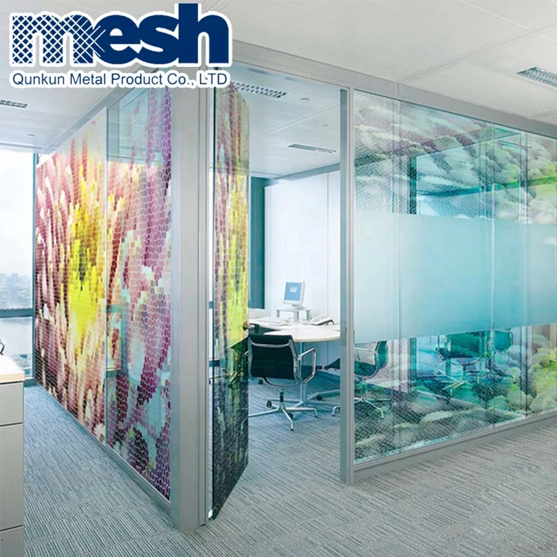 Tempered Laminated Glass Metal Wire Mesh For Room Decoration