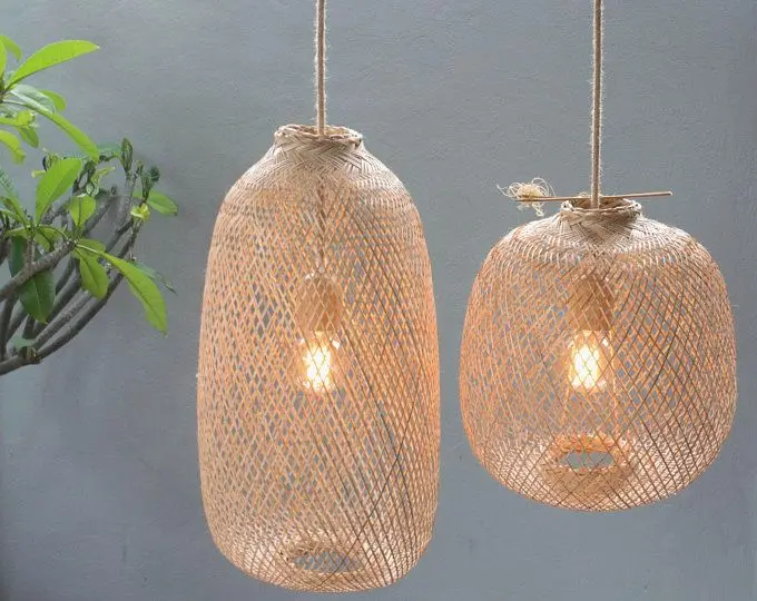 Natural Vintage Bamboo Natural Lanterns Bamboo Candle Lanterns Customized Size 0084947900124