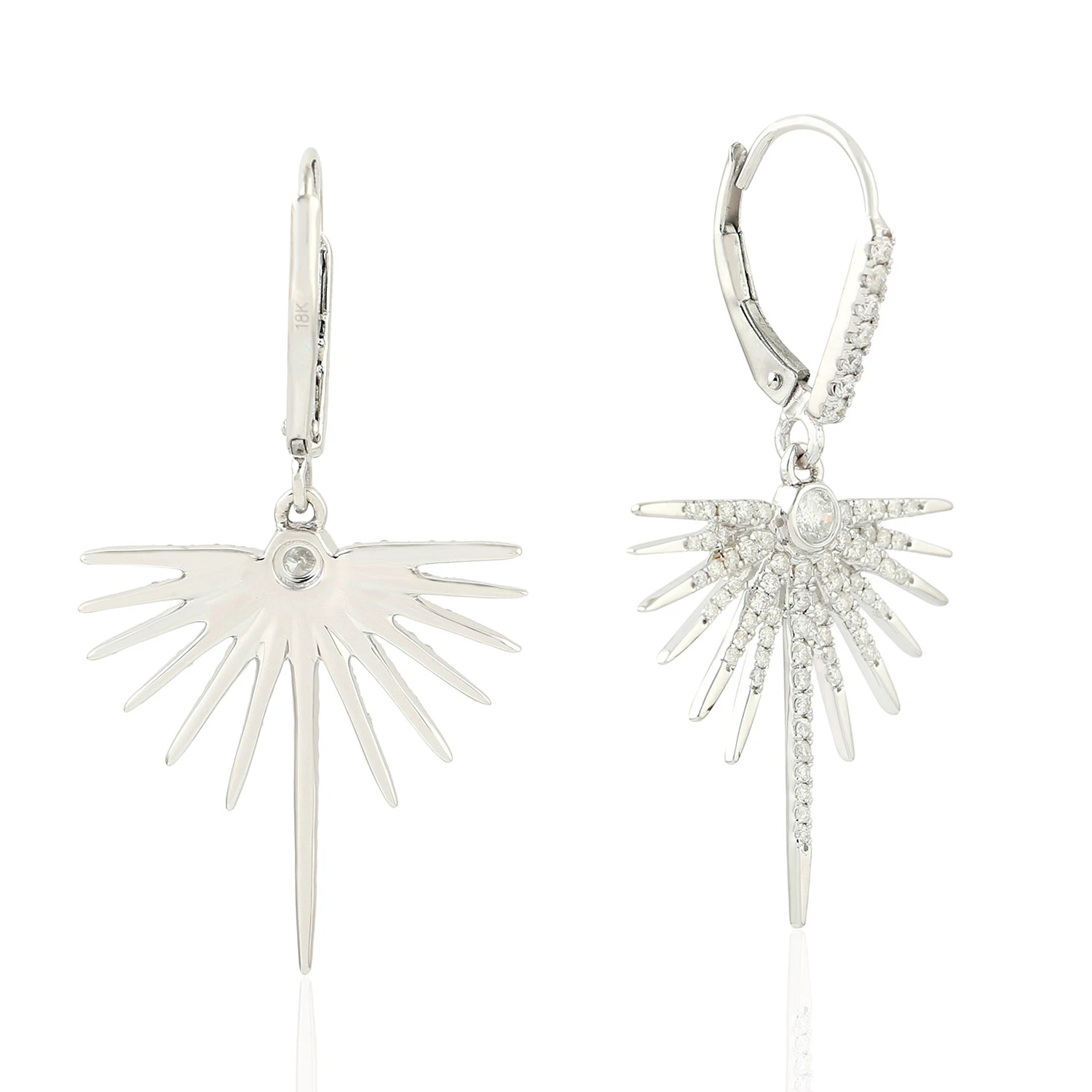 
18k White Gold Star Burst Dangle Earrings Gemstone Jewelry For Her 