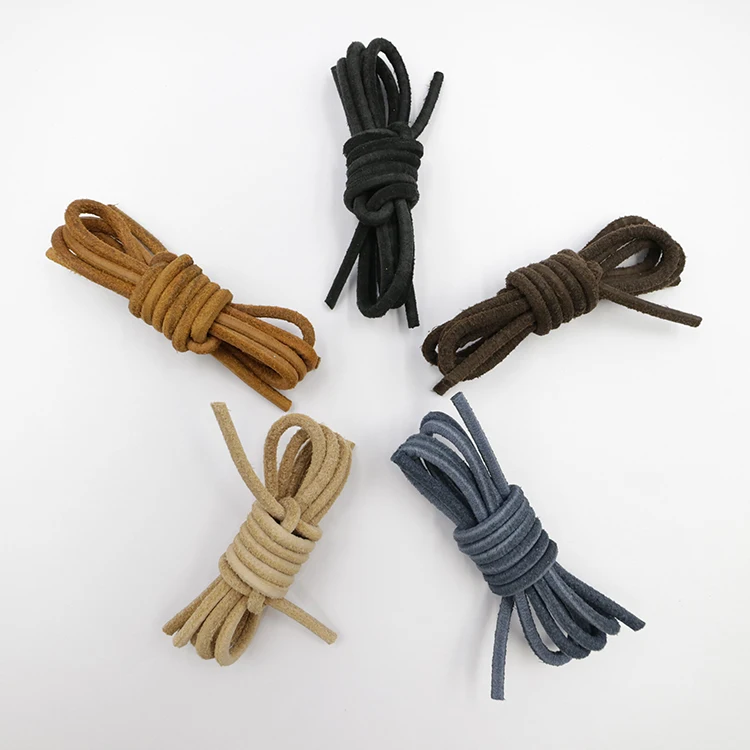 Кожаные шнурки 100% из сыромятной кожи вощеные круглые для обуви