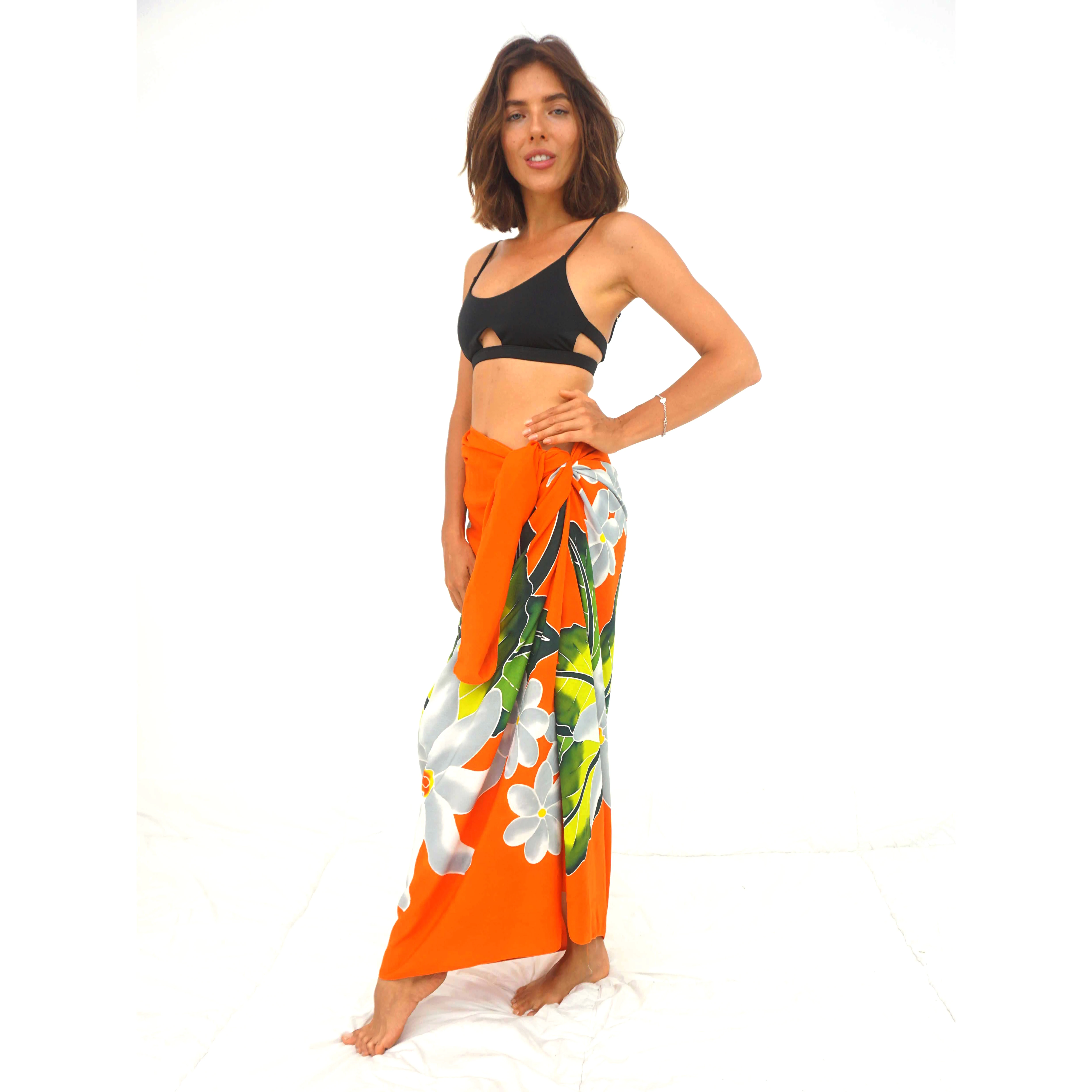 Best Hawaiian Sarong Pareo Hand Painting 100% Finest Rayon Quality Wholesale Bali Manufacturer Beachwear Cover Up HP158-001R1