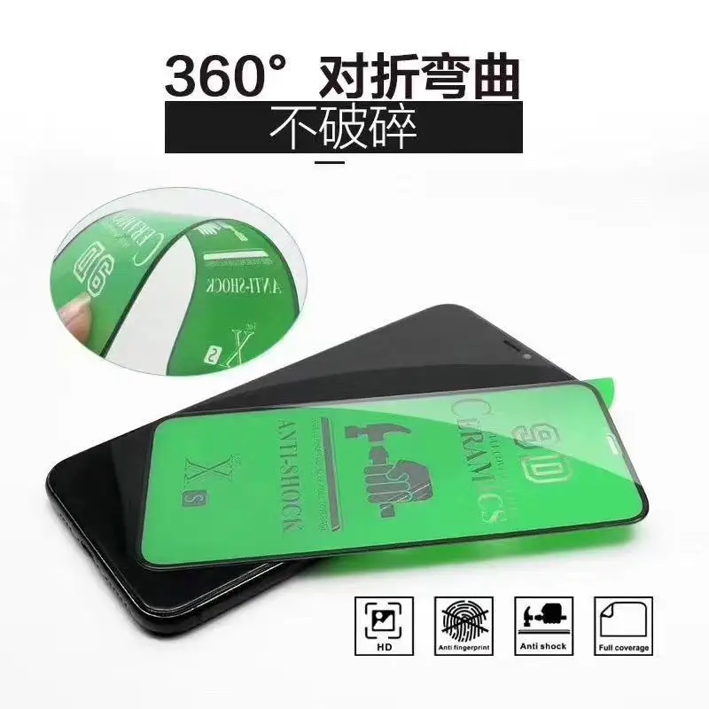 Mobile phone round edge nano shield hammer screen protector 100d nano coating ceramic film for iphone X 11 12 13 mini pro max