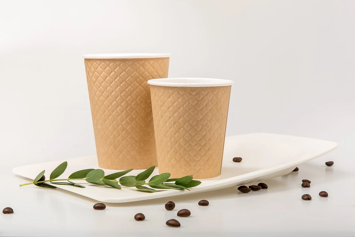 Одноразовый бумажный стаканчик с двойными стенками и волнами, вафельное ремесло, 350 мл/12 унций, кофейный бумажный стаканчик из крафтового картона