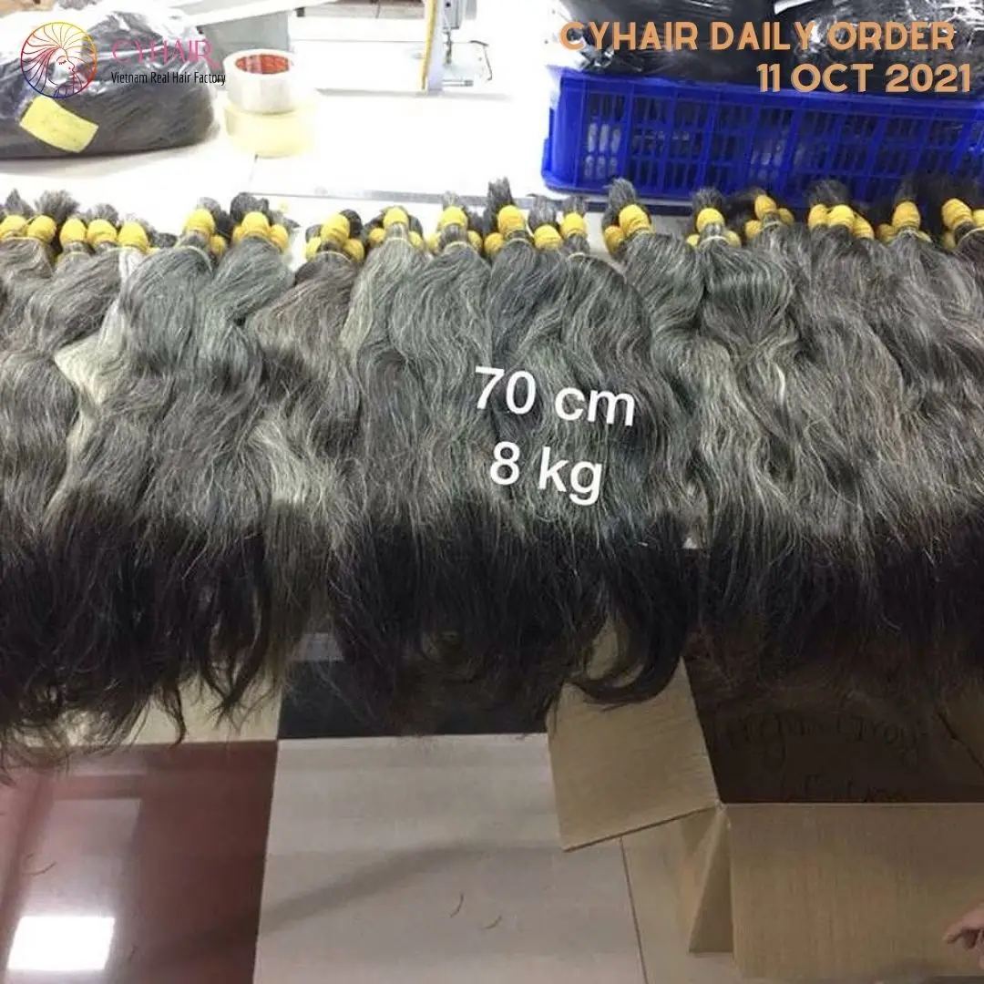 Vietnamese Bulk Grey Hair Double Drawn Hair Extensions Human Hair Direct Vietnam Supplier