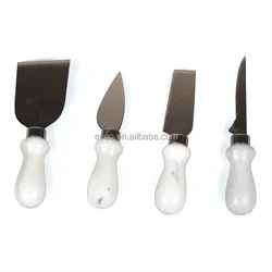 Set of 4 Natural White Marble Cheese Knife