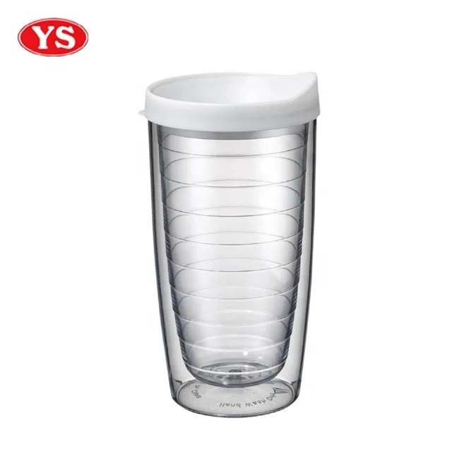 promotional 16oz double wall plastic auto coffee travel mugs with lid