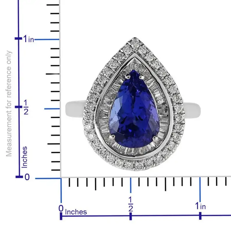 AAA танзанит груша Танзанит масок Diamond Gold за серебро сплошной для женщин обручальное кольцо натуральный ювелирные изделия ручной работы