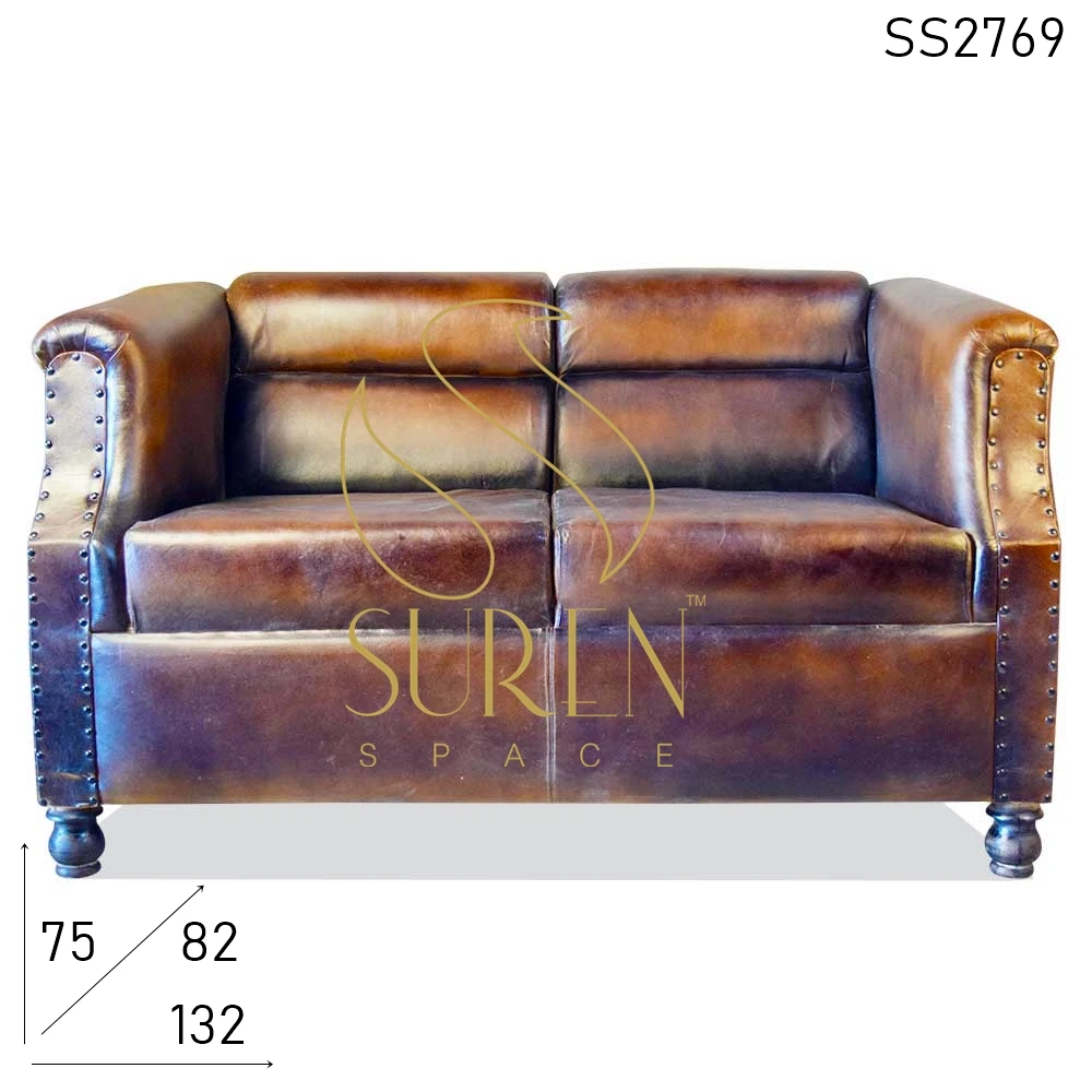 Leather Two seater Sofa Living Room Leather Sofa Designer Sofa Antique look sofa Genuine leather Sofa
