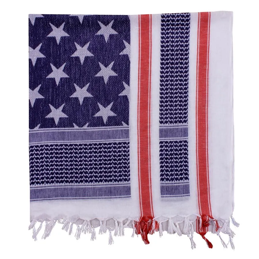 US Flag Star Shemagh Scarf Men & Women Tactical 100% Cotton Head Neck Wrap Shawl Desert Shemagh