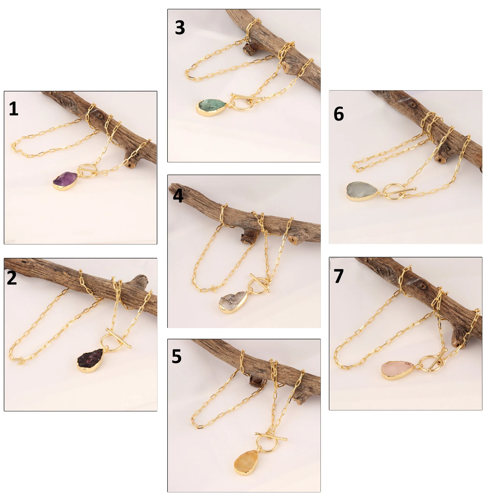 Ожерелье с подвеской из натурального необработанного розового кварца ожерелье золота и серебра 24 К толстое прямоугольное колье застежкой месяце рождения