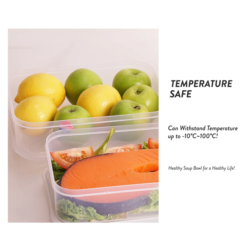 Elianware Clear Transparent Body Plastic Square Fridge Container Storage Box Easily For Placed Seafood and Fruits