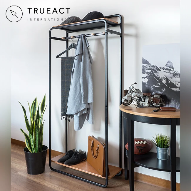 Industrial loft style metal clothes hanger stand