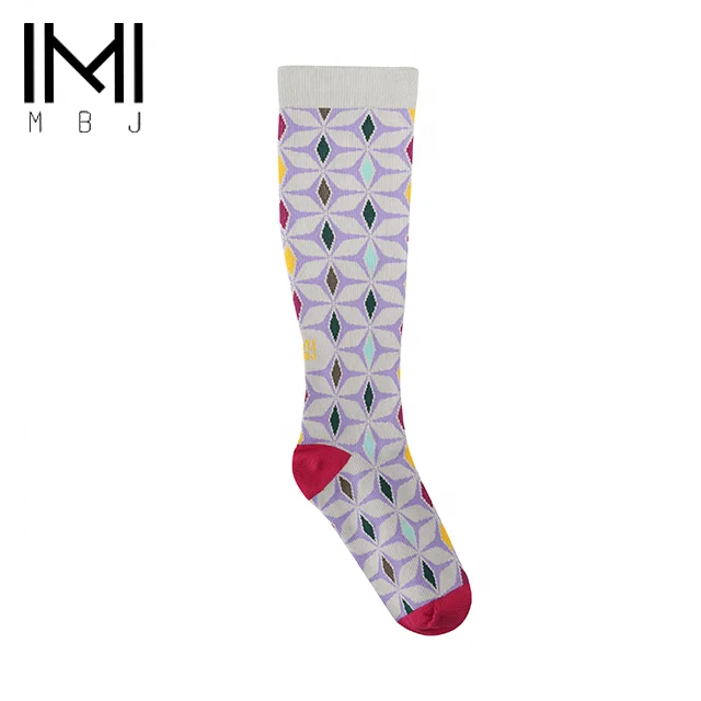  MIT compressionhiking socks for cold weather with colorful geometric