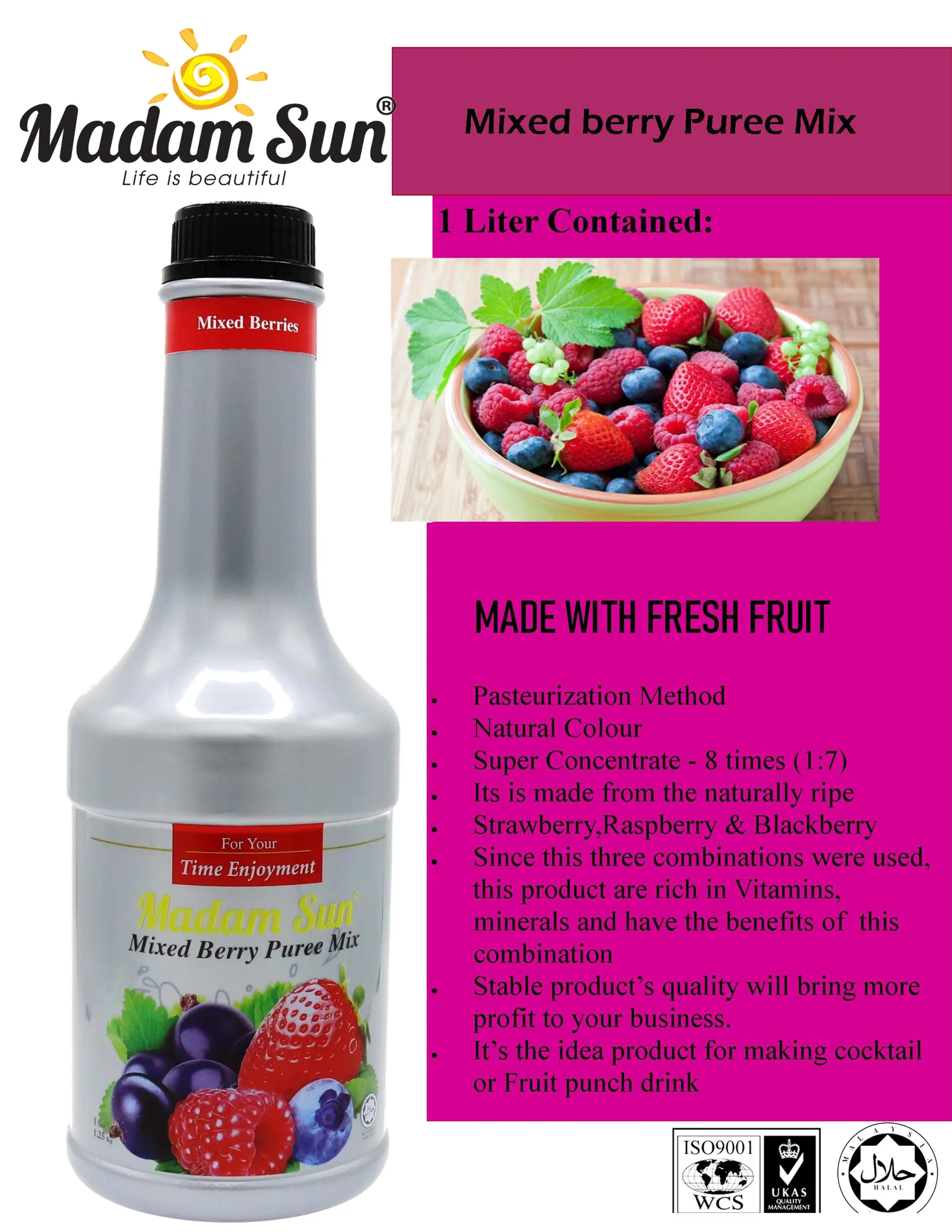 Mixed Berry Puree Drink Concentrate/Mixed Berry Juice/Mixed Berry Puree